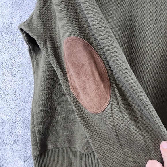 Polo Ralph Lauren Sweater Mens XXL Green 1/4 Zip Pullover Elbow Patches Pony - Picture 5 of 10